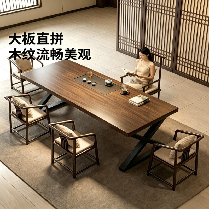Mesa de té de madera maciza en una mesa de oficina de dos usos 2026 nueva mesa de té de oficina sala de recepción de alta gama mesa de té