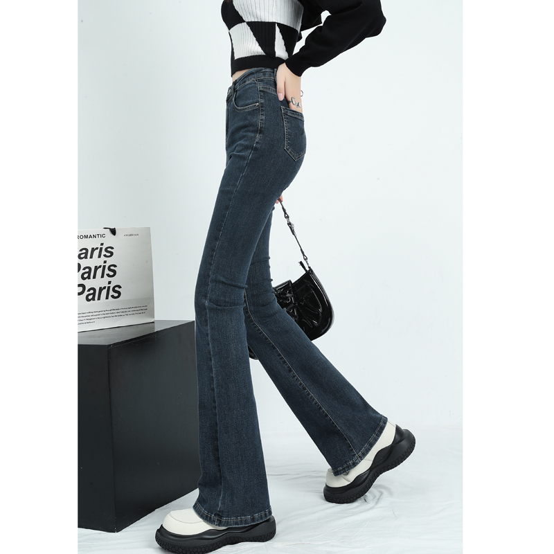 牛仔裤女春夏2024年新款马蹄裤高腰显瘦美式弹力紧身微喇叭裤