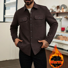 美式复古灯芯绒长袖衬衫男时尚简约保暖衬衫男加绒加厚现货批发