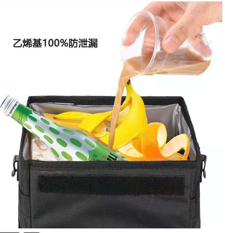 Car-Mounted Waterproof and Leak-Proof Foldable Multifunctional Storage Box with Lid and Seat Back Hanging Garbage Storage Box