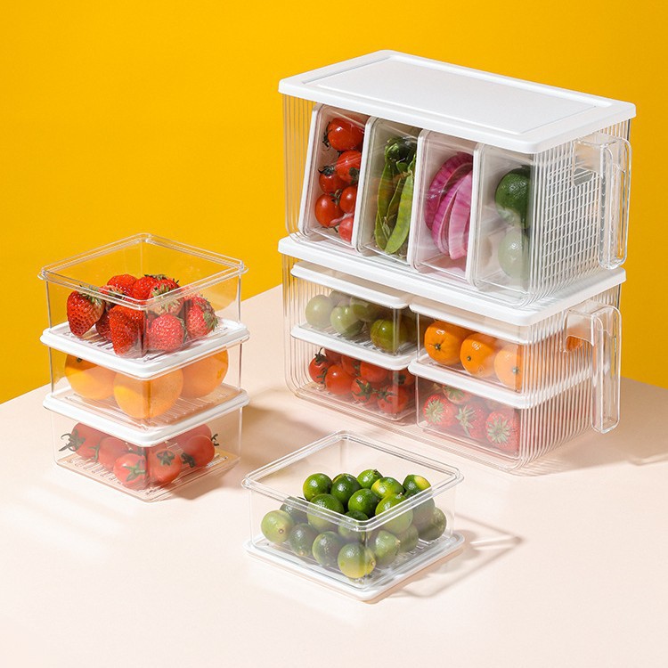 Caja de almacenamiento de refrigerador para alimentos de grado alimenticio, caja de preservación de verduras con mango para refrigeración especial, cocina congelada, acabado y sellado