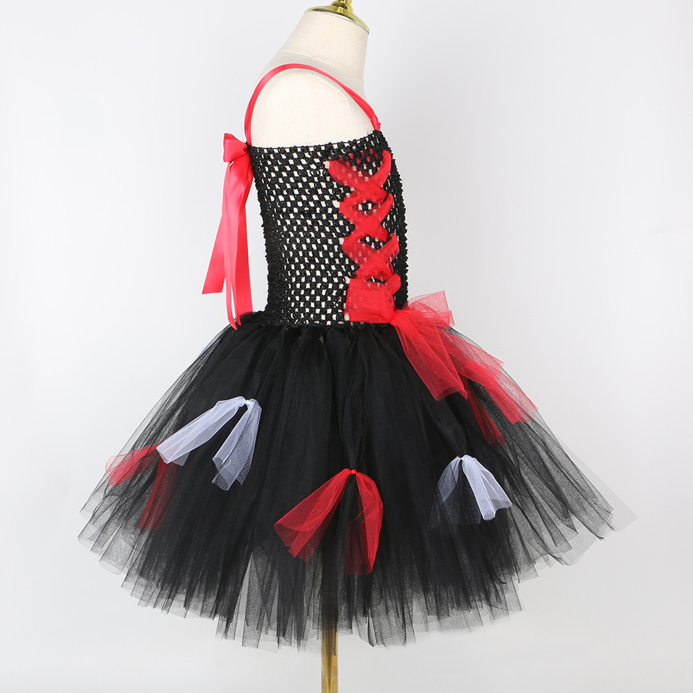 Kids' clothing children's Halloween costumes horror vampire zombie role play tutu skirt girls mesh dress_voghion.com