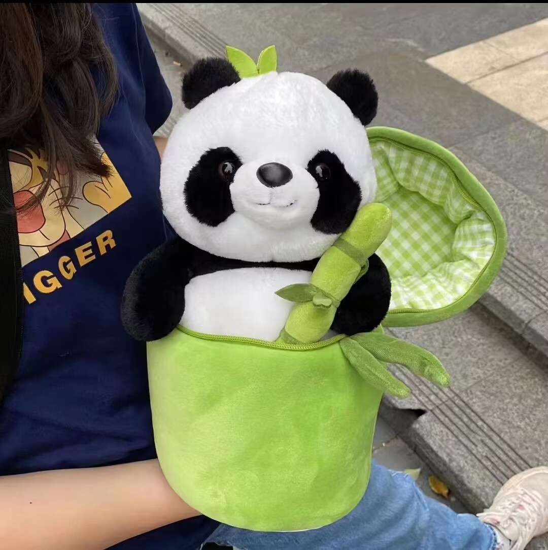 Unique Bamboo Panda Plush Toy, Creative National Treasure Panda Souvenir, Transforms into Doll, Wholesale