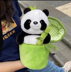Unique Bamboo Panda Plush Toy, Creative National Treasure Panda Souvenir, Transforms into Doll, Wholesale