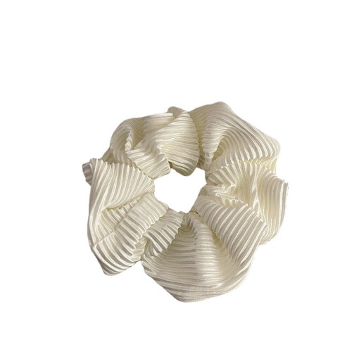 Silky super fairy cream luster large fat hair ring solid color gentle French retro pleated romantic hair accessories for women