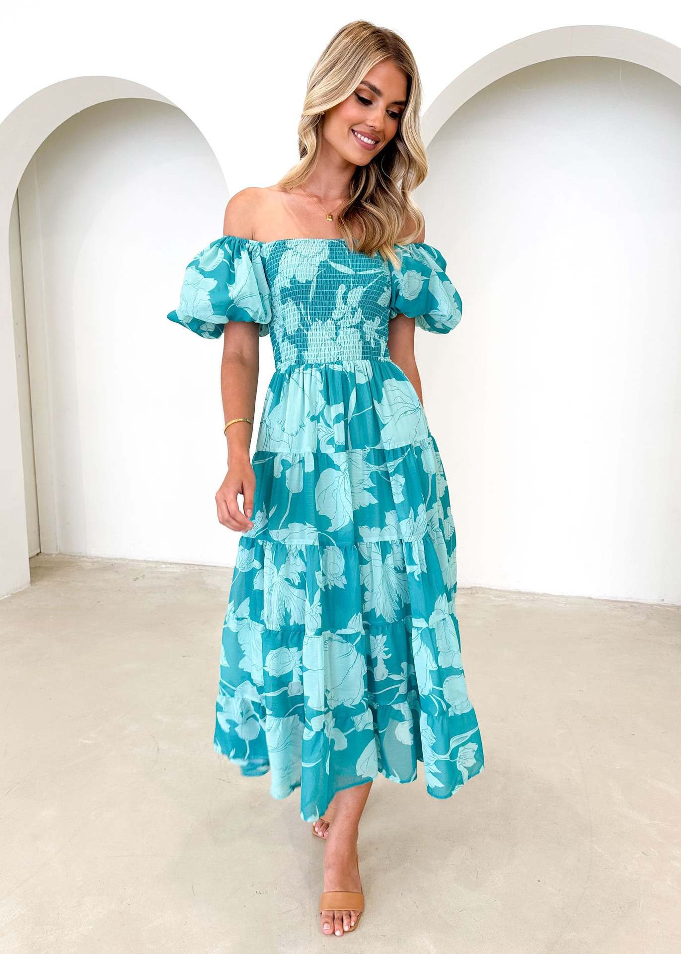 308g Weight Maxi Long Dress Dress Length Type Short Sleeve Sleeve Length S1562 Dresses Type Puff Sleeve Sleeve Type Polyester Fabric Type High Waist Waist Line Holiday, Daily Occasion Boat Neck Neckline Slim Fit Type Solid Color Pattern Summer Season Women's Gender Elegant Style Wholesale Women's Elegant Solid Color Holiday Daily Boat Neck Short Sleeve S1562 8