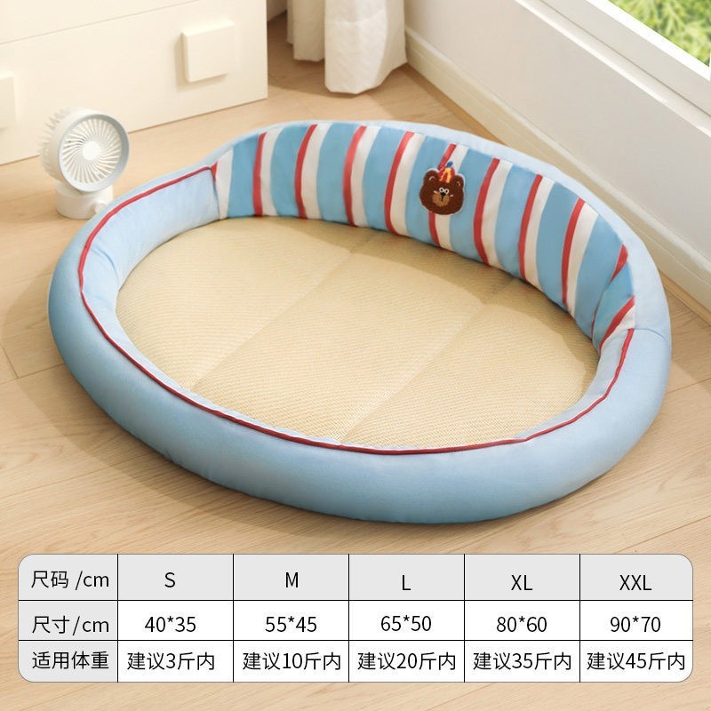 凉席蓝色小熊【尺码见图】 / S：48*35cm（建议一个月内幼猫幼犬）