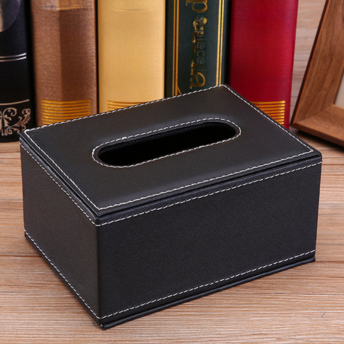 Wholesale European-style leather tissue box for hotels, inns, living rooms, wooden minimalist car tissue box