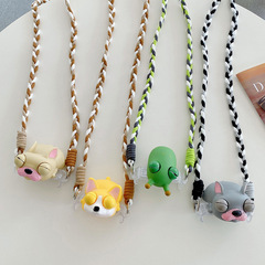 創意手機背夾掛繩可愛小眾斜跨編制掛繩女生戶外百搭防掉手機掛繩