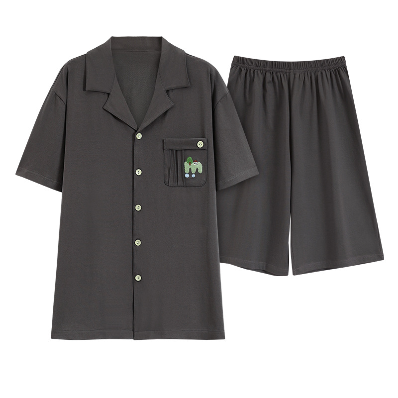 Pijama de los hombres de algodón de manga corta de verano para hombre traje corto 2024 nuevos hombres ropa casera popular verano