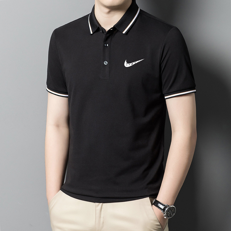 Polo Shirt Men's 2024 Summer New High-Quality Men's Lapel Light Business Casual Mulberry Silk Short-Sleeved Trendy Men