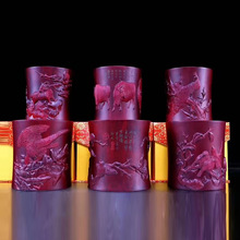 尼泊尔玫瑰紫檀木雕笔筒摆件苏韵丝雕实木质文房四宝五牛图教师节