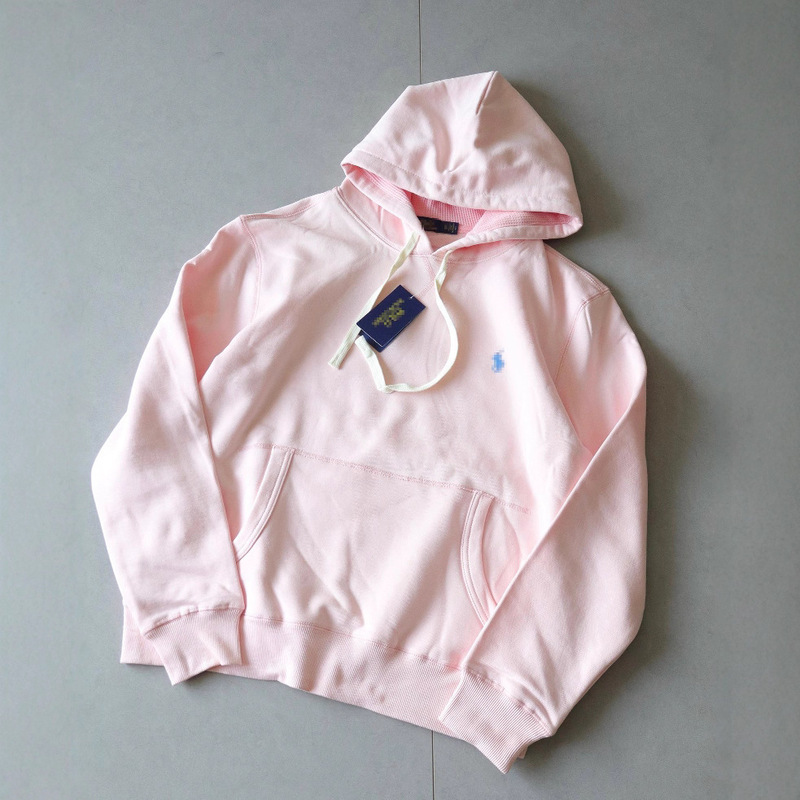 High-Quality Cross-Border Rl Ralph Lauren Pony Logo Embroidered Casual Sweatshirt Pullover Jacket for Men and Women Hooded Pure Color