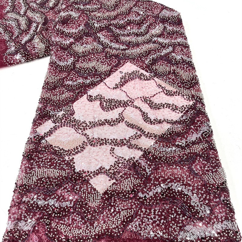 Fabricantes al por mayor transfronterizos Gao Ding vestido de noche fiesta tela de moda ondas bordado tela bordada