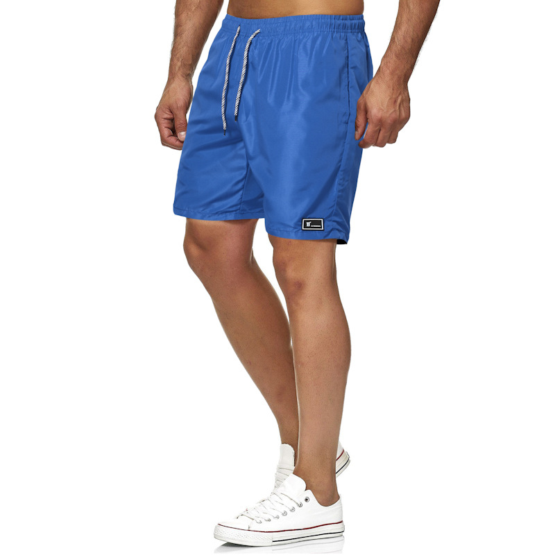 2022 Foreign Trade European Size New European and American Men's 5/4 Quick Dry Solid Color Beach Pants Men's Sports and Fitness Shorts