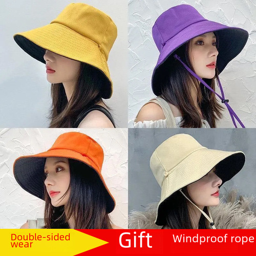 Fishing cap for women, summer versatile travel sun hat, two-sided large brim sun hat to make face small, wholesale sun cap