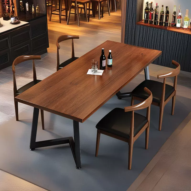 餐桌餐饮商用快餐店桌椅组合酒馆长方形小餐桌餐厅烧烤店吃饭桌子