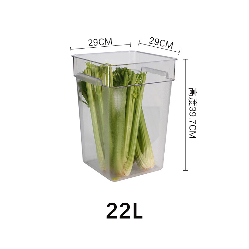 Espesado PC Cubo de almacenamiento de plástico transparente cocina redonda cuadrada sellada a prueba de humedad fresco-mantenimiento Cubo de almacenamiento con tapa para uso comercial