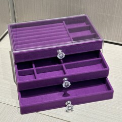 紫色のベルベットジュエリー収納ケースdiy製作材料古風セット女の子誕生日プレゼント手串玩具プレゼント