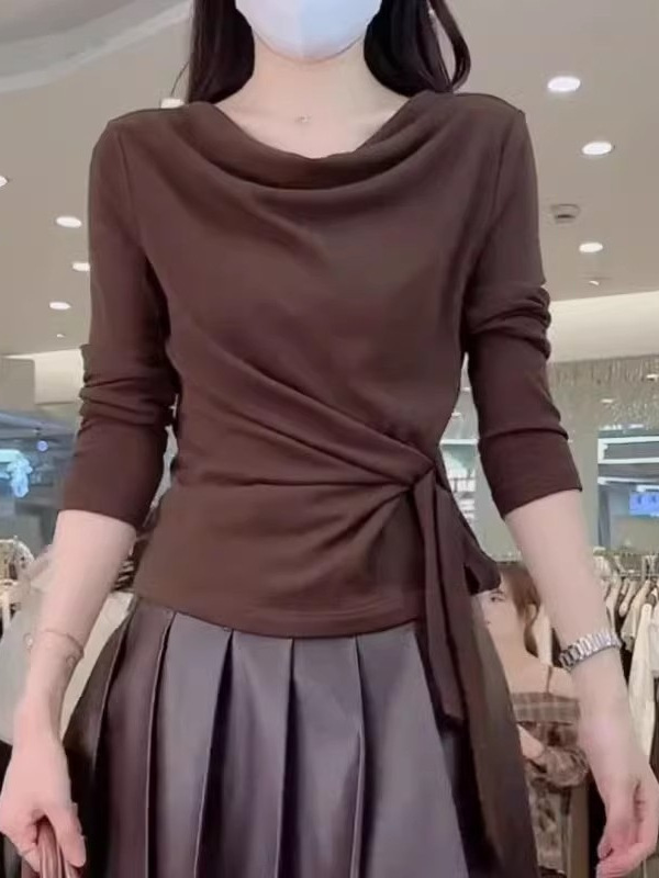 时尚chic辣妹修身显瘦长袖打底女初秋2025新款小个子减龄百搭上衣|undefined