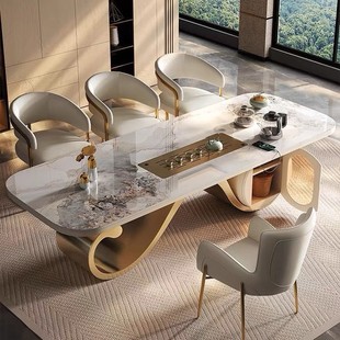 Light Luxury Slate Tea Table and Chair Combination Modern Minimalist Designer Creative High-End Villa Office Kung Fu Tea Table