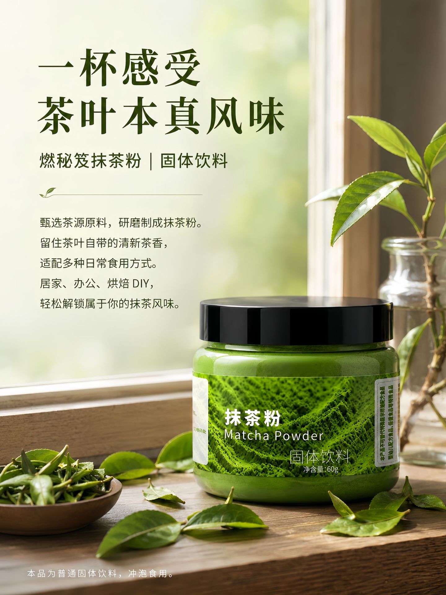 Pure Matcha Powder Isogonikicha Style Green Tea Powder for Drinks Baking Latte Yogurt 60g Canister overview