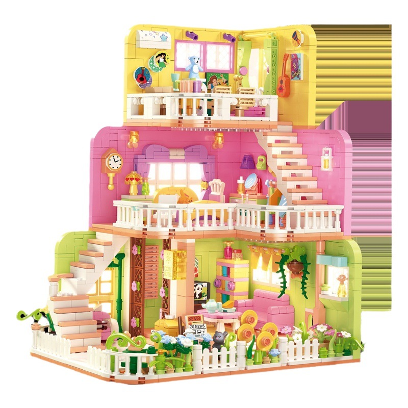 Zhegao mini 612016-17 casa cálida Mengle centro comercial modelo de bloques de construcción montaje de juguetes educativos para niñas