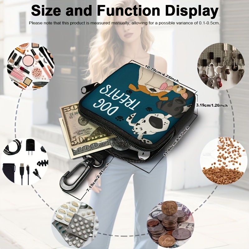 Cross-Border New Cartoon Print Pet Training Set with Hook Zipper Bag, Portable Transparent Zipper Pet Feeding Bag