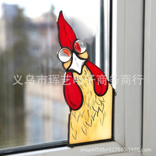 跨境新品独立站有趣的窗口角落Peeping Rooster装饰偷窥公鸡摆件