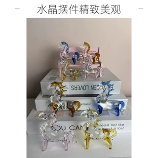 新品水晶十二生肖马摆件招财开业礼品卡通动物家居装饰吉祥生日礼