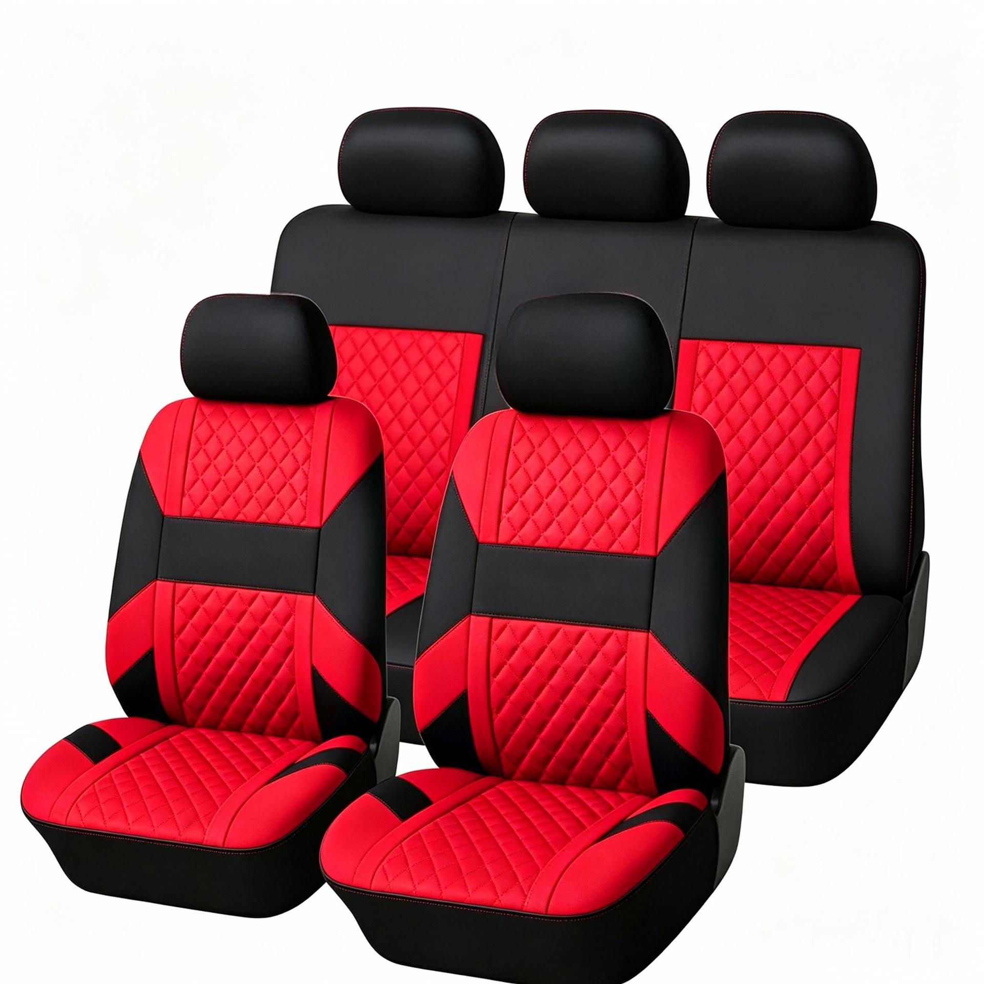 Manufacturer's universal car seat cover 3D horizontal stripe diamond pattern 9-piece set for five seats, suitable for cross-border e-commerce platforms like TEMU and Amazon