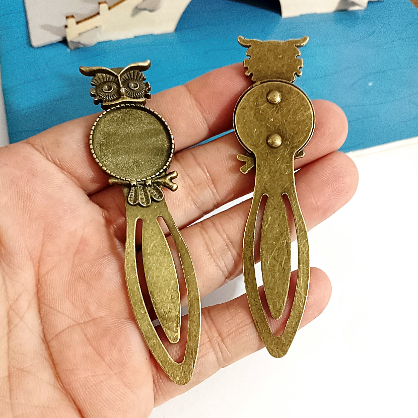 A2166 古青 8.7克 猫头鹰书签底托 DIY饰品 内入20MM 10个/包