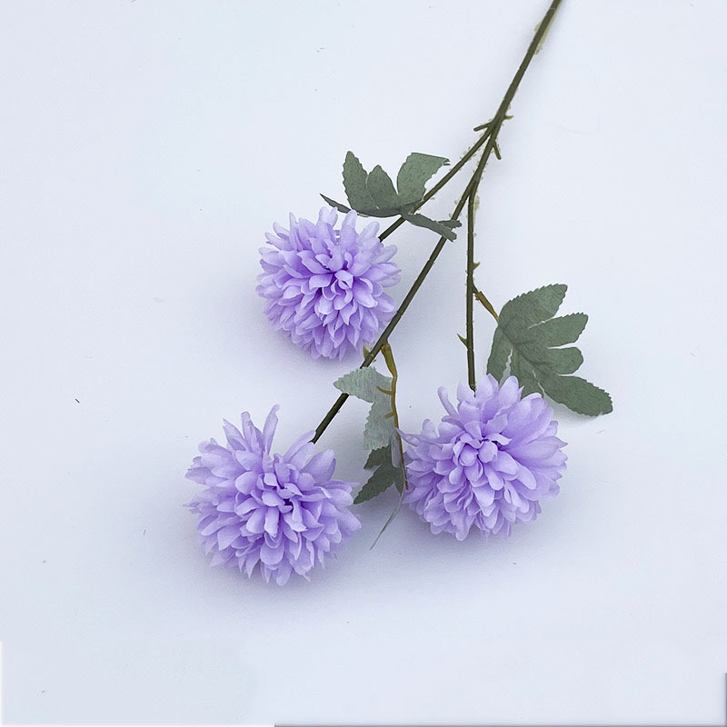 Crisantemo a 3 teste, palla di spine a 5 teste, guida per la strada del matrimonio, fila di fiori, decorazione di base, 9 teste_voghion.com