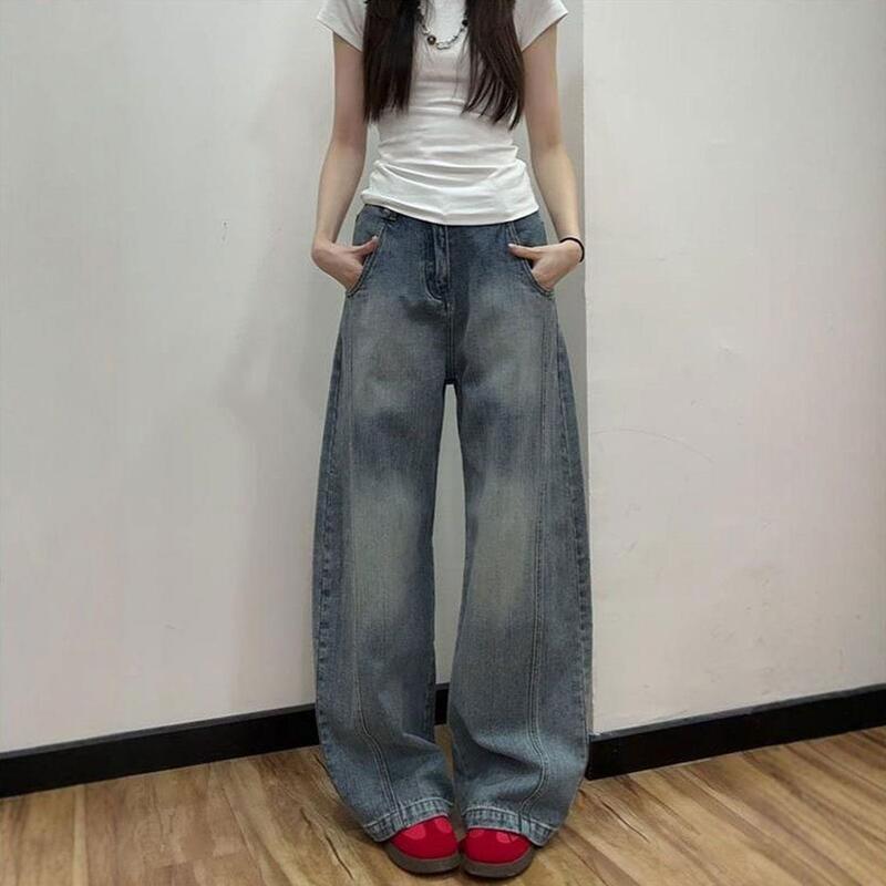 American retro-style wide-leg jeans for women, new autumn collection, plus size, high quality, high-waisted, loose fit, slimming effect, straight-leg, floor-length pants American retro-style wide-leg jeans for women, new autumn collection, plus size, high quality, high-waisted, loose fit, slimming effect, straight-leg, floor-length pants