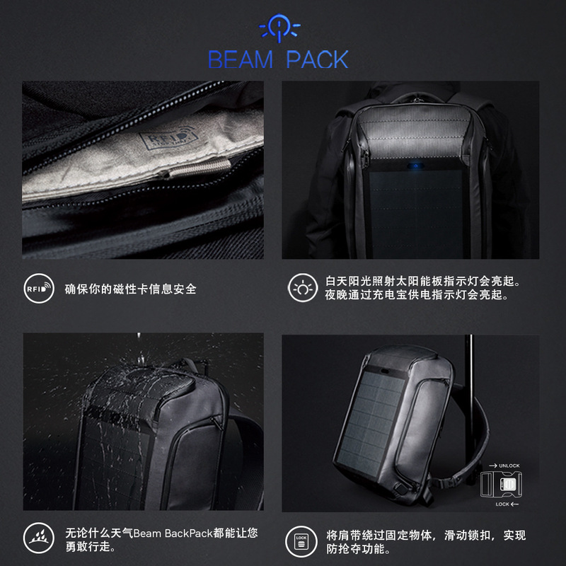 金聖斯バックパック アウトドアフレキシブルボード9ワットソーラーバックパック クロスボーダー人気商品 パソコンメンズバッグ エアパッドバックパック|undefined