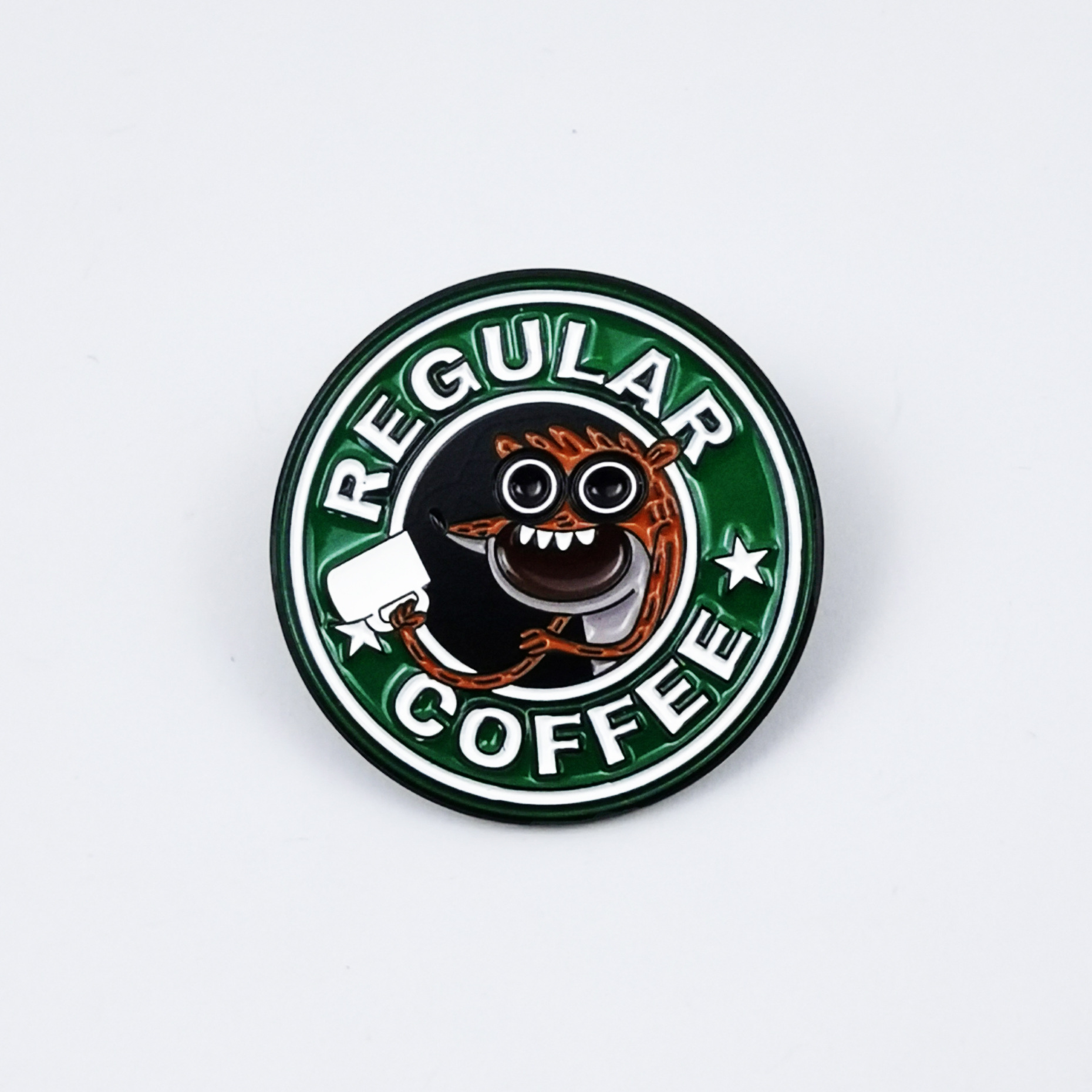 Broche de Café de Monstruo de Aleación de Zinc, Decorativo para Ropa