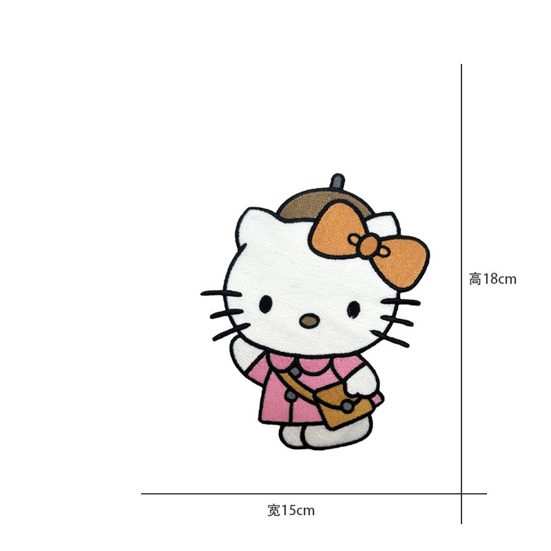 Cartoon al por mayor bordado por computadora kt pegatinas de tela de gato Sanliogou diy pegatinas de parche tejido cesta de ropa adorno accesorios pegatinas