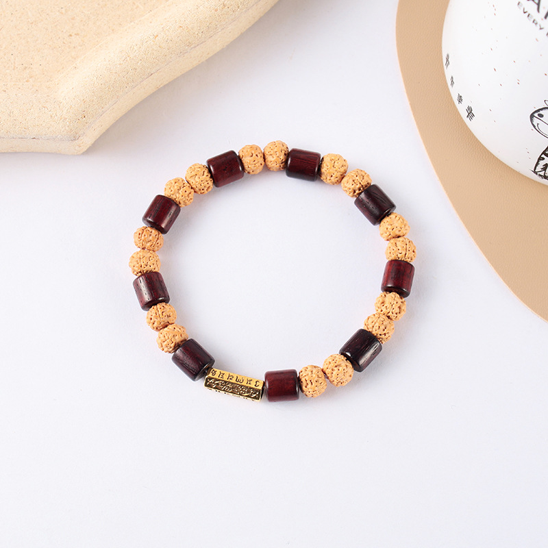 New leaf sandalwood dragon scale pattern diamond Bodhi beads alloy bracelet jewelrypicture1