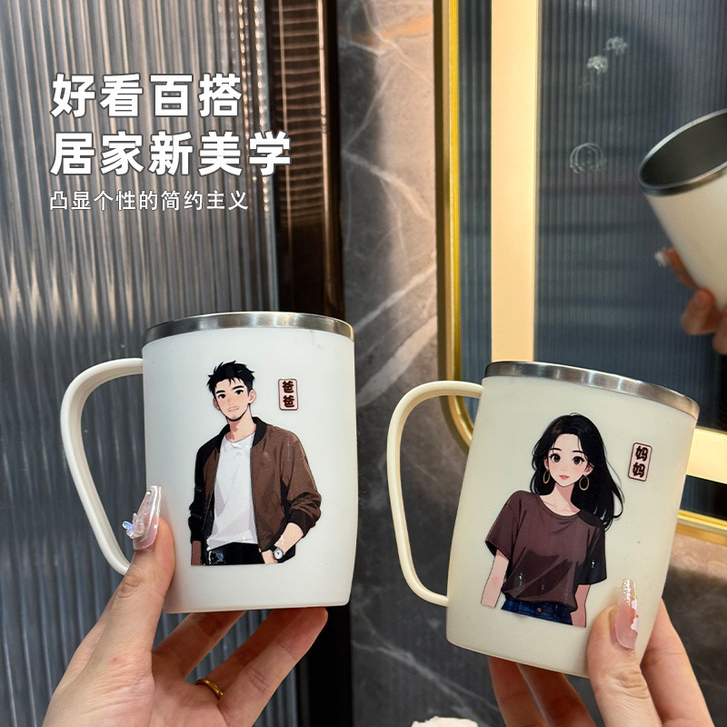 3人家族用ステンレス製マウスウォッシュカップ、4人家族用歯磨きカップ、学生用歯ブラシカップ、ウォッシュカップ、歯ブラシ、ファミリーパック|undefined