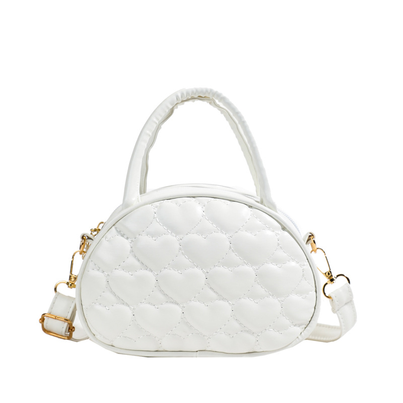 Bolso de hombro coreano para niñas de moda de color sólido amor bordado bolso de mano para niños 2025 nuevo mini bolso para niños