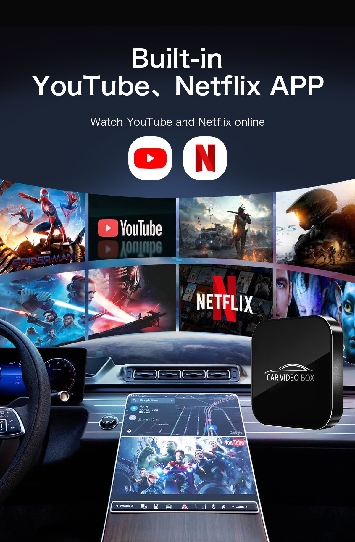 Cross-border wireless carplay box car navigation carplay adapter upgrade Android video box dual WiFi