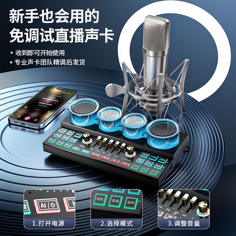 C21 Sound Card Audio All-In-One Sound Card Live Recording Karaoke Sound Card Audio Microphone Headset Set