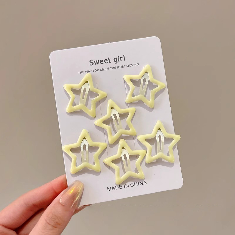 Horquilla de estrella de color dopamina 2025 nueva horquilla de gota de agua de nube para niños flequillo lateral bb clip tocado