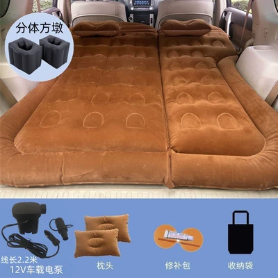 Vehicle-mounted inflatable bed, Car Travel Bed, Off-Road Vehicle - tailgate-and-rear-seat-dual-use-suv-honeycomb-brown-with-22m-pump-a-pair-of-square-piers