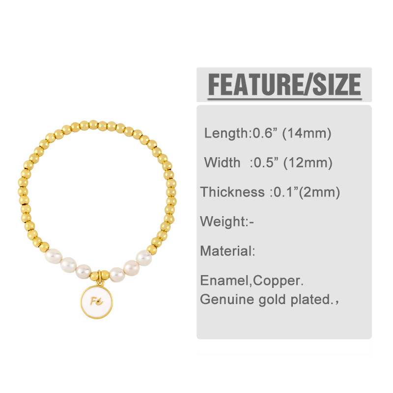 Wholesale Jewelry Pearl Beaded Stars Moon Pendant Copper Bracelet Nihaojewelry display picture 2