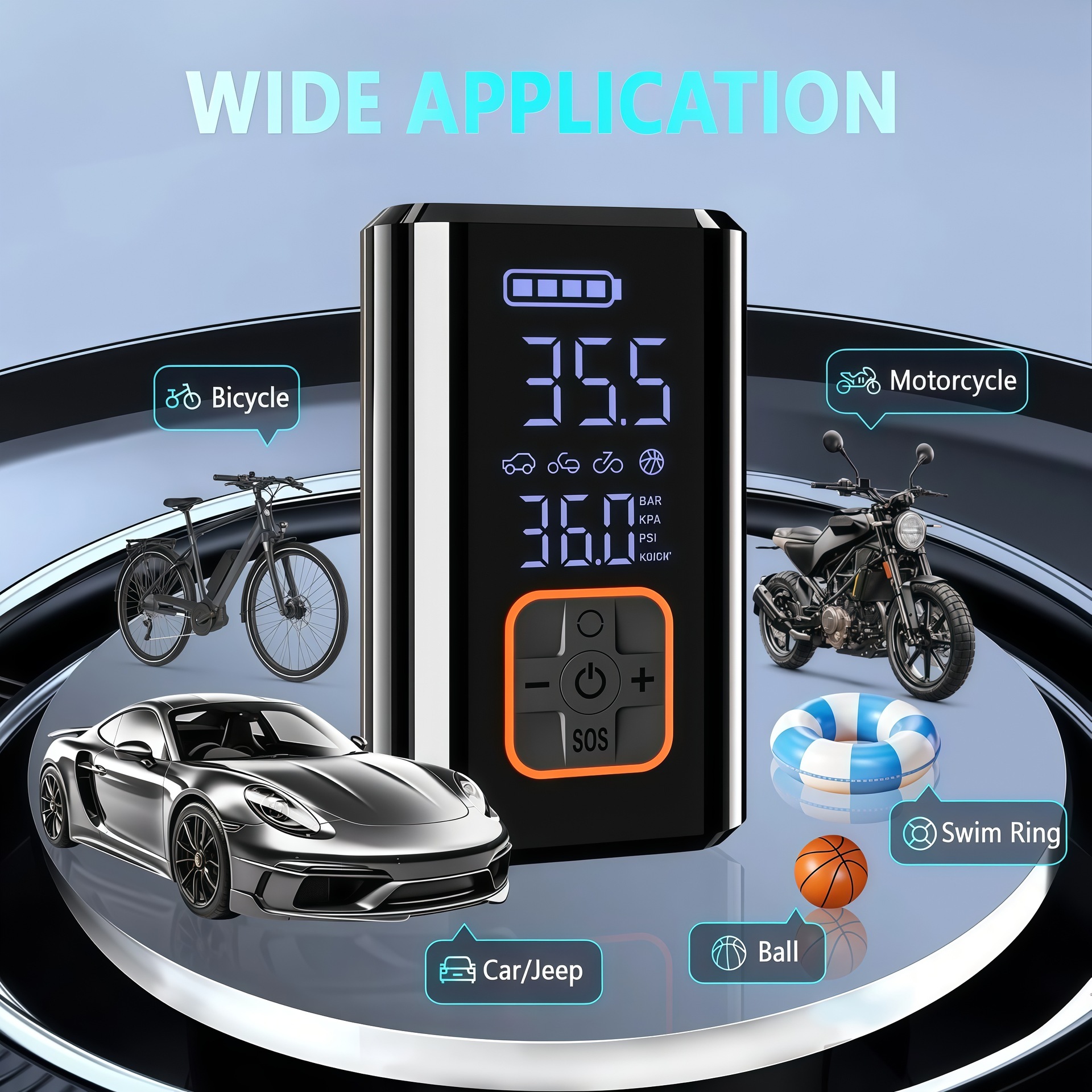 Wireless Car Air Pump, Car Electric Vehicle Air Pump, 12V Portable Tire Inflator, Cross-Border Exclusive Model