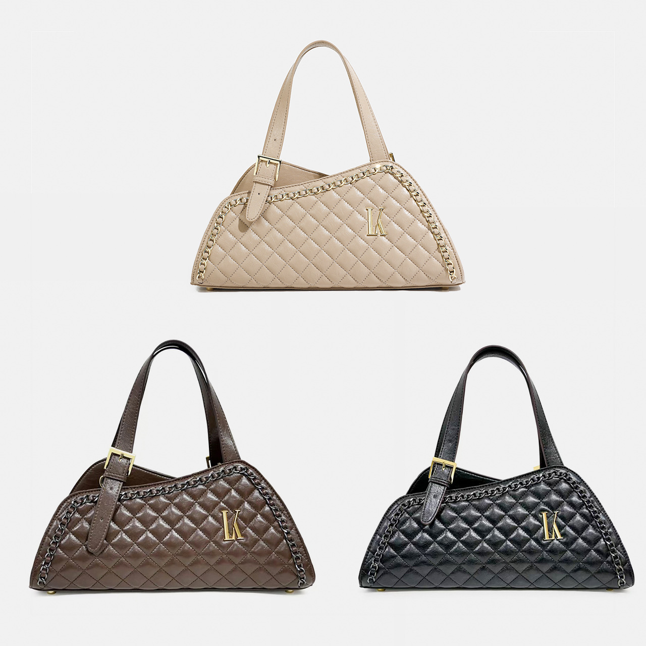Diamond Quilted Embroidery Thread LK Women's Fashion Commuting Versatile Single Shoulder Crossbody Saddle Bag_voghion.com