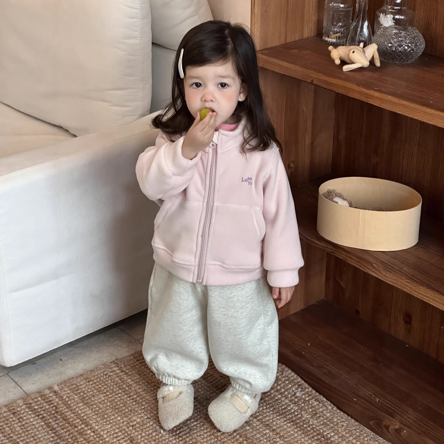 Children's Zipper Jacket Winter Clothing Baby 2025 New Style Clothes Korean Style Children's Clothing Boys Thickened Sweatshirt and Sweatpants Set