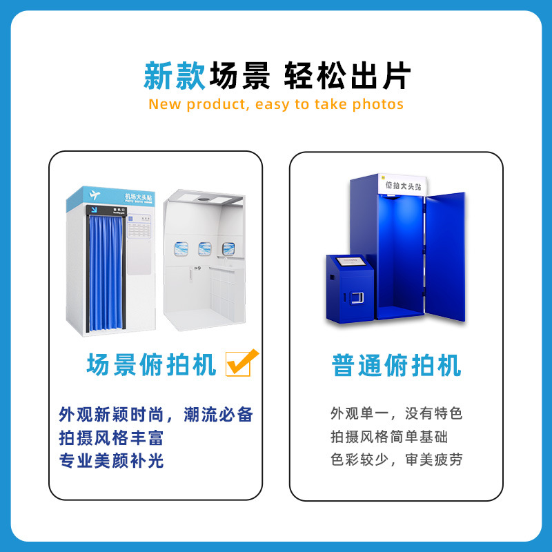 Máquina de cabeza grande coreana todo en uno cámara de estilo coreano escena de avión equipo de cámara de autoservicio centro comercial sala de fotos de belleza