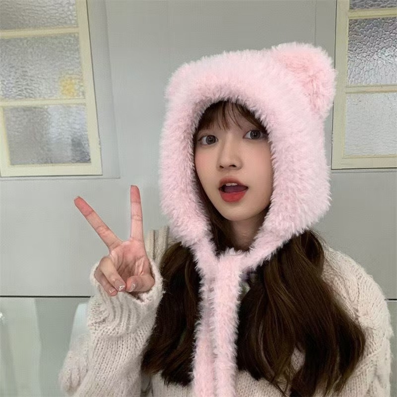 女性用の新しい秋と冬のウールの帽子、厚いベルベットの暖かいニット帽、大きな頭囲、軽い高級スタイル、耳保護防寒帽子、シンプルなスタイル